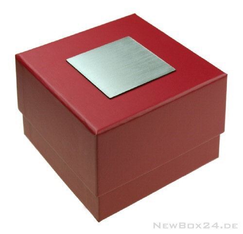 Stülpdeckelbox rot 04 mit Gravurschild silber