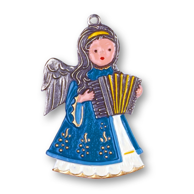 Pewter Ornament Angel with Harmonica