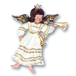 Zinnfigur Engel mit Posaune wei&szlig;