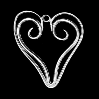 Pewter Ornament Christmas Tree Decoration Double Heart polished
