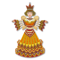 Pewter Ornament Christmas Angel yellow
