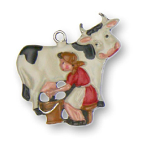 Zinnfigur Milchkuh wei&szlig;
