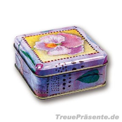 Blechdose Blumendekor quadratisch - 85 x 85 x 37 mm