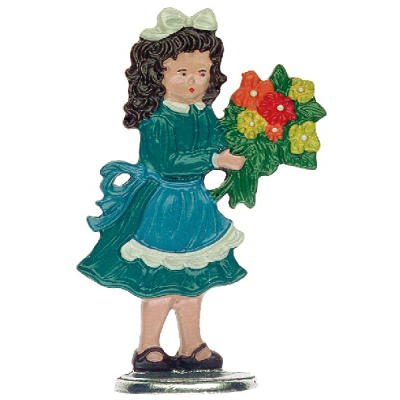 Pewter Ornament Standing Girl with Bouquet
