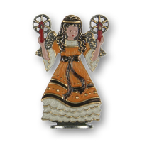 Pewter Ornament Standing Angel yellow with 2 Candles