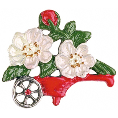 Pewter Brooch Wheelbarrow with Flowers