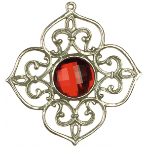 Ornament-Stern Nr. 2 mit Schmuckstein rot