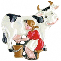 Pewter Brooch Milk Cow white