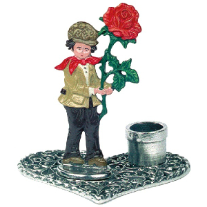Leuchter Filigranherz Junge mit Rose