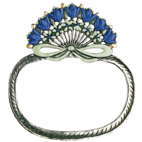 Pewter Napkin Ring with Tulips blue