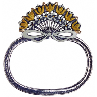 Pewter Napkin Ring with Tulips yellow