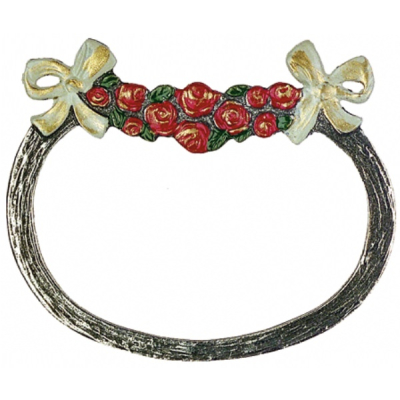 Pewter Napkin Ring large Rose-Branch red