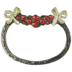 Pewter Napkin Ring large Rose-Branch red