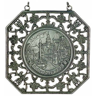 Pewter frame Flowers with small city plaque