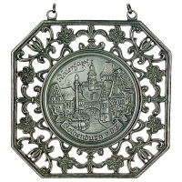 Pewter frame Flowers with small city plaque