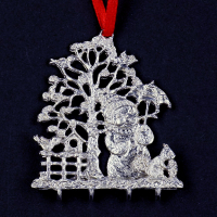 3D-Zinnminiatur Schneemann mit Eichh&ouml;rnchen &ndash; SilverStylePewter