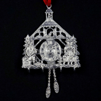 3D-Zinnminiatur Kuckucksuhr mit Trachtenpaar - SilverStylePewter