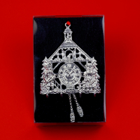 3D-Zinnminiatur Kuckucksuhr mit Trachtenpaar - SilverStylePewter