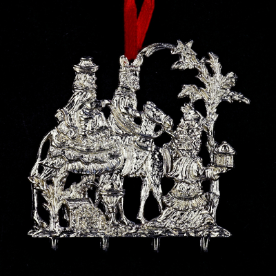 3D-Zinnminiatur Heilige Drei K&ouml;nige mit Geschenken - SilverStylePewter