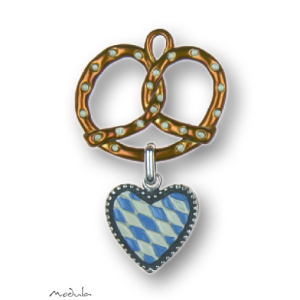 Anh&auml;nger Brezel braun mit Rautenherz - ausverkauft!