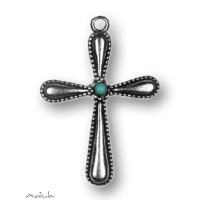 Anh&auml;nger Minikreuz antik/Stein t&uuml;rkis-gr&uuml;n