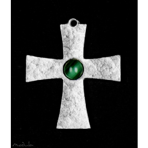 Anh&auml;nger Kreuz mit Malachit poliert