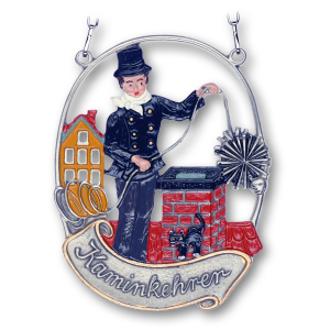 Pewter Picture Chimney-Sweep &bdquo;Kaminkehrer&ldquo; oval