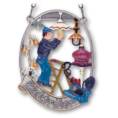 Pewter Picture Electrician &bdquo;Elektriker&ldquo; oval
