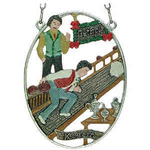 Pewter Picture Bowling &bdquo;Kegeln&ldquo; oval