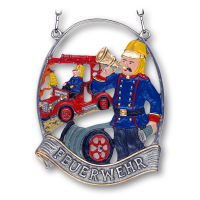 Pewter Picture Fire Brigade "Feuerwehr" oval