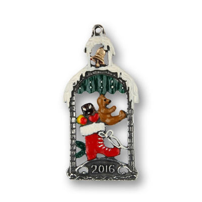 Pewter Ornament Christmas Motiv 2016 Boot with Teddy