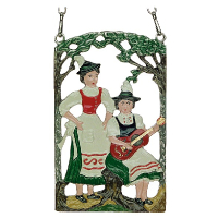 Pewter Picture TwoTraditional Bavarian (female) Musicians