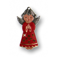 Pewter Ornament Angel praying with 8 Stones yellow