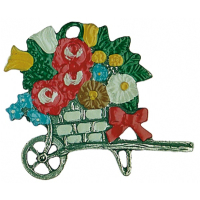 Zinnfigur Schubkarre mit Blumen