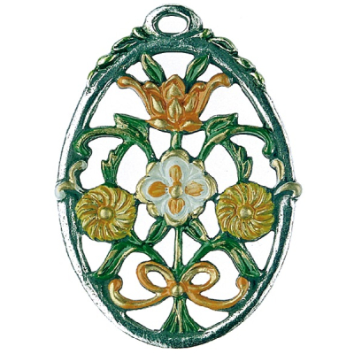 Zinnfigur Blumenstrau&szlig; oval gelb