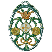 Zinnfigur Blumenstrau&szlig; oval gelb