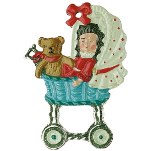 Pewter Ornament Dolls Pram