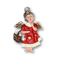 Pewter Ornament Angel with Basket